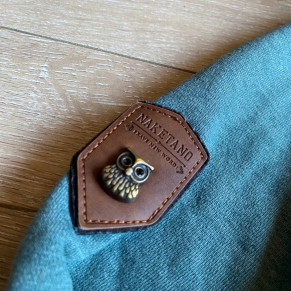 Naketano hoodie pullover cowl neck owl detail leather patches medium - Picture 6 of 14